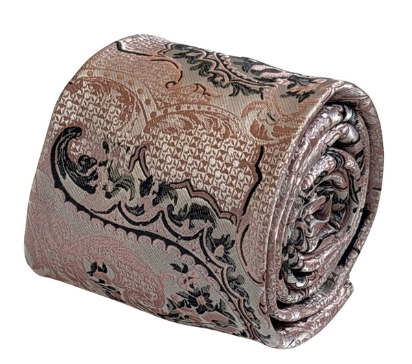 pale  pink paisley tie with silver grey details